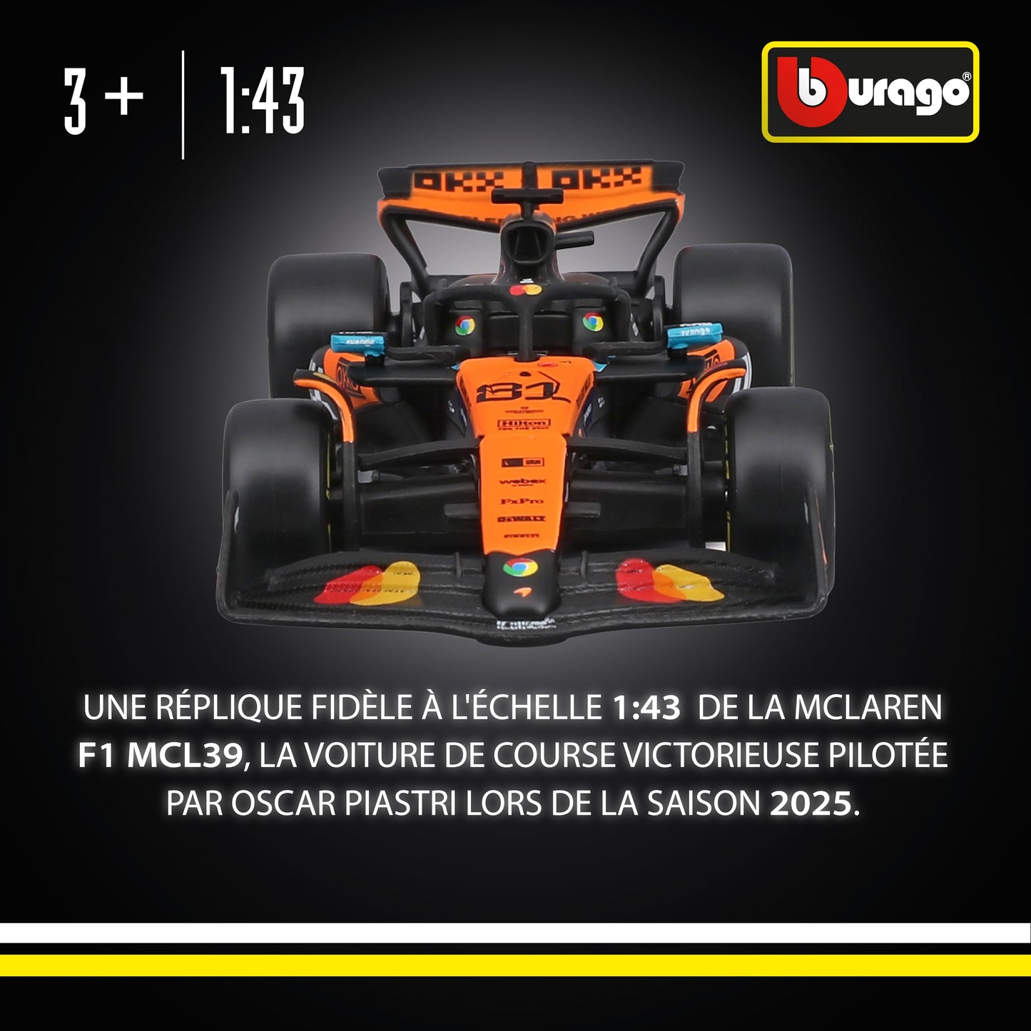 Bburago - F1 BWT Alpine A525 2025#10 Gasly, Voiture Diecast à l'échelle 1:43 avec détails Authentiques, réplique F1 Alpine, livrée Bleue/Rose, Licence Officielle, âge recommandé 3+ Ans