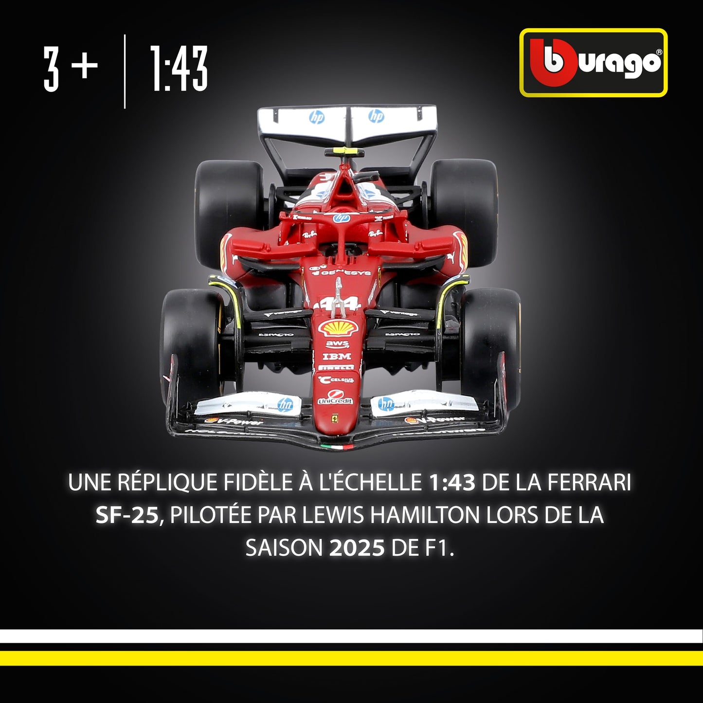 Bburago - F1 BWT Alpine A525 2025#10 Gasly, Voiture Diecast à l'échelle 1:43 avec détails Authentiques, réplique F1 Alpine, livrée Bleue/Rose, Licence Officielle, âge recommandé 3+ Ans