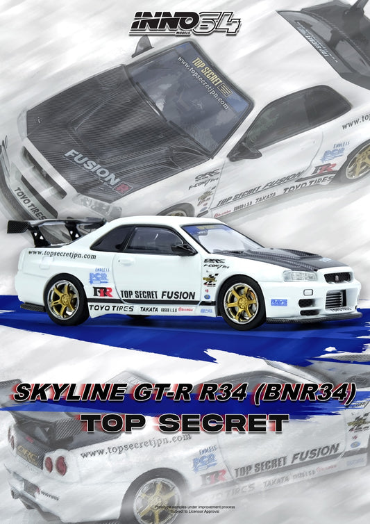 Inno64 Nissan Top Secret Nissan Skyline R34 GT-R (White)
