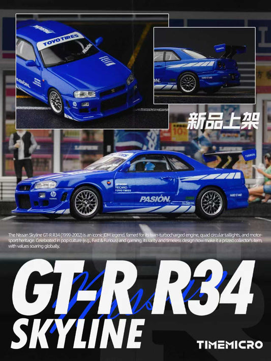 TimeMicro Nissan Skyline C-West GT-R R34 (Blue)
